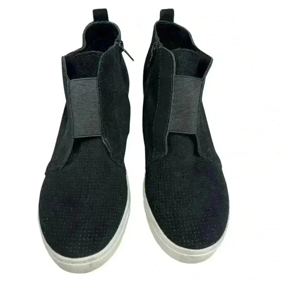 Steve Madden Wavery Sneaker Booties Black Suede Wedge Heel Zip Up Size 7 - Picture 2 of 9